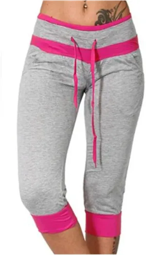 RKSTN Womens Capris for Summer 2025 Casual Yoga Gym Capri Leggings with Drawstring Shorts High Waisted Cropped Beach Pants