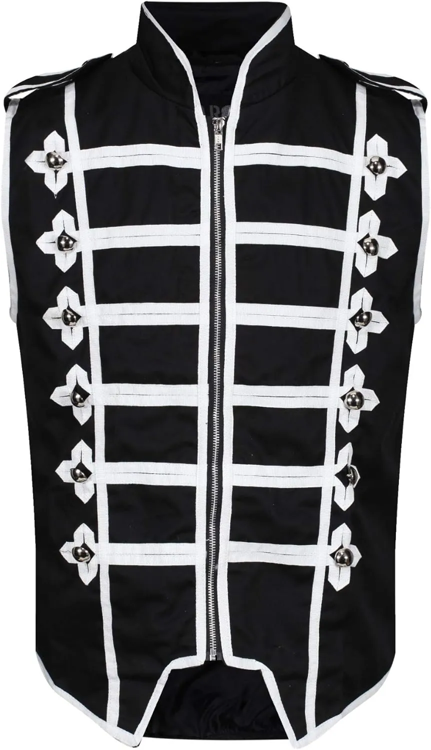 Ro Rox Sleeveless Marching Band Drummer Parade Military Jacket, Lightweight Vest for Stage Performances, Steampunk Parties