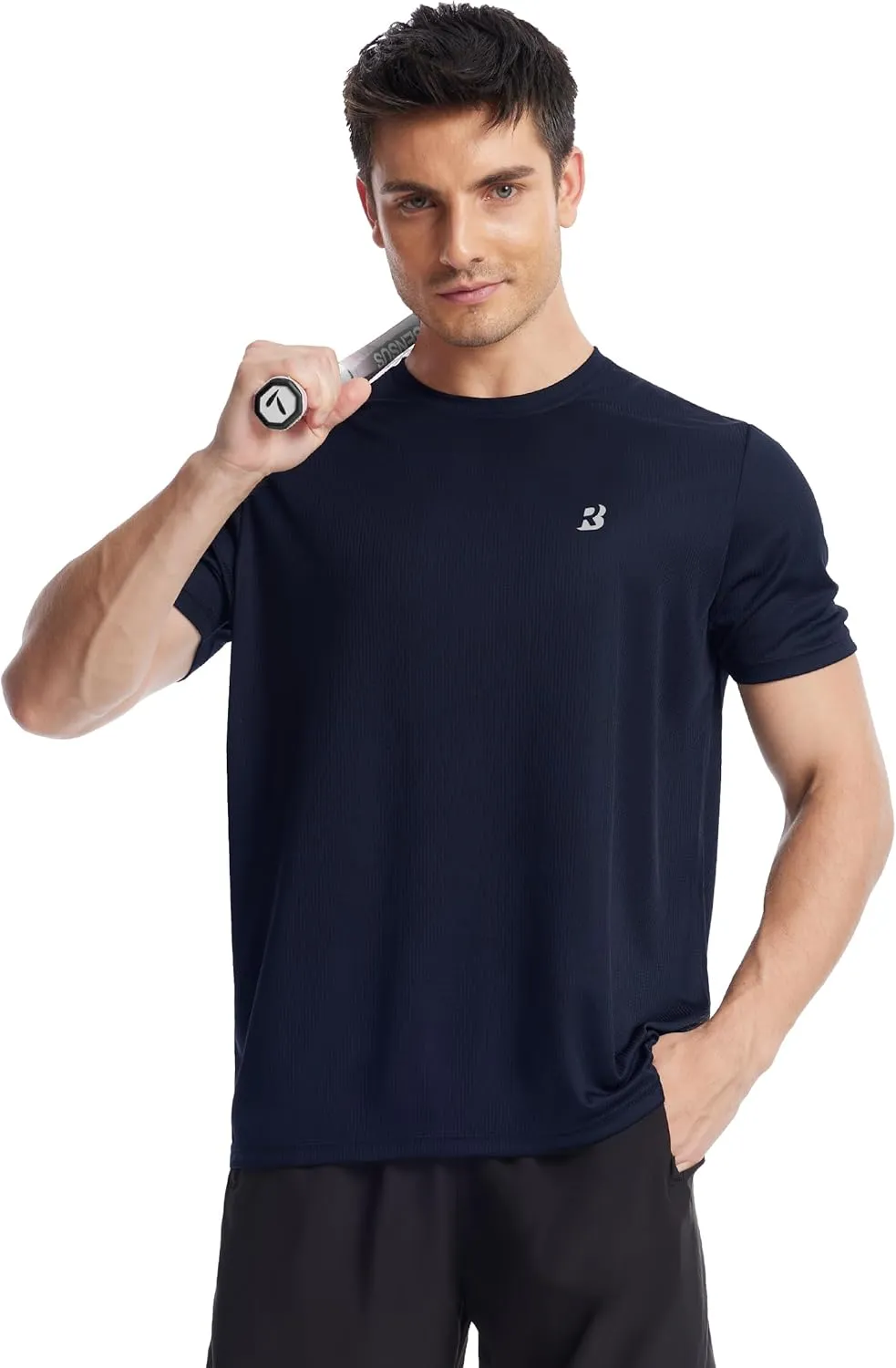 Roadbox Men's Workout Shirts Short Sleeve, Quick Dry Athletic Running T-Shirt, UPF 50  UV Sun Protection Sports Gym Tee Tops