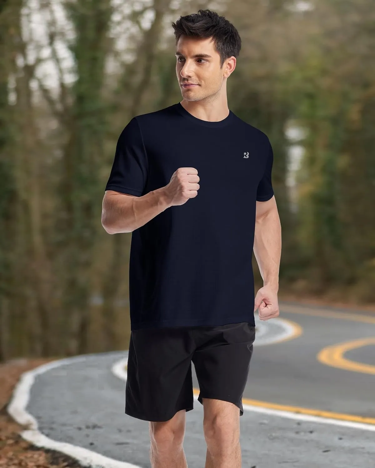 Roadbox Men's Workout Shirts Short Sleeve, Quick Dry Athletic Running T-Shirt, UPF 50  UV Sun Protection Sports Gym Tee Tops