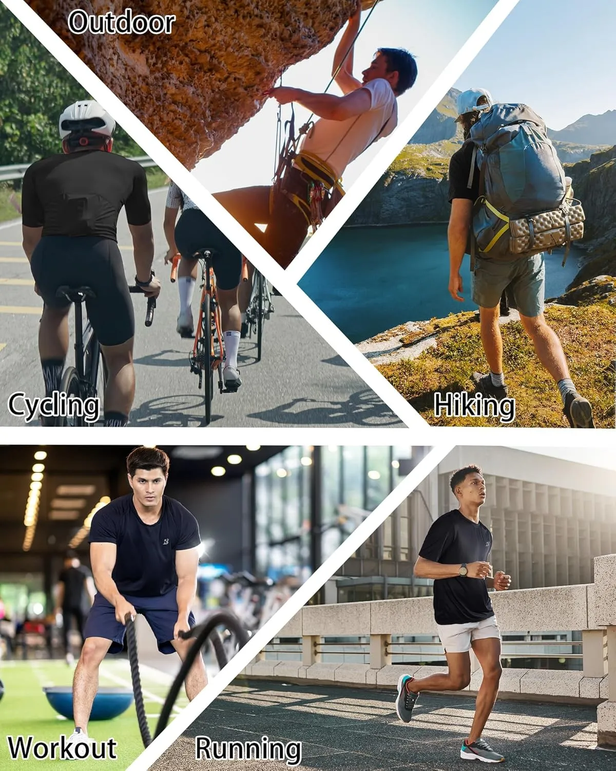 Roadbox Men's Workout Shirts Short Sleeve, Quick Dry Athletic Running T-Shirt, UPF 50  UV Sun Protection Sports Gym Tee Tops