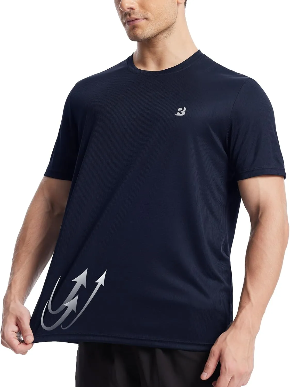 Roadbox Men's Workout Shirts Short Sleeve, Quick Dry Athletic Running T-Shirt, UPF 50  UV Sun Protection Sports Gym Tee Tops