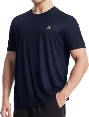 Roadbox Men's Workout Shirts Short Sleeve, Quick Dry Athletic Running T-Shirt, UPF 50  UV Sun Protection Sports Gym Tee Tops