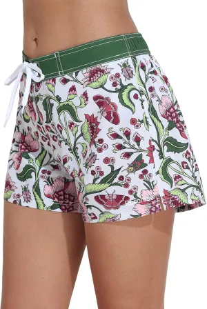 Rocorose Women's Board Shorts Quick Dry Elastic Waist Swim Shorts Surf Swimwear with Pocket and Liner