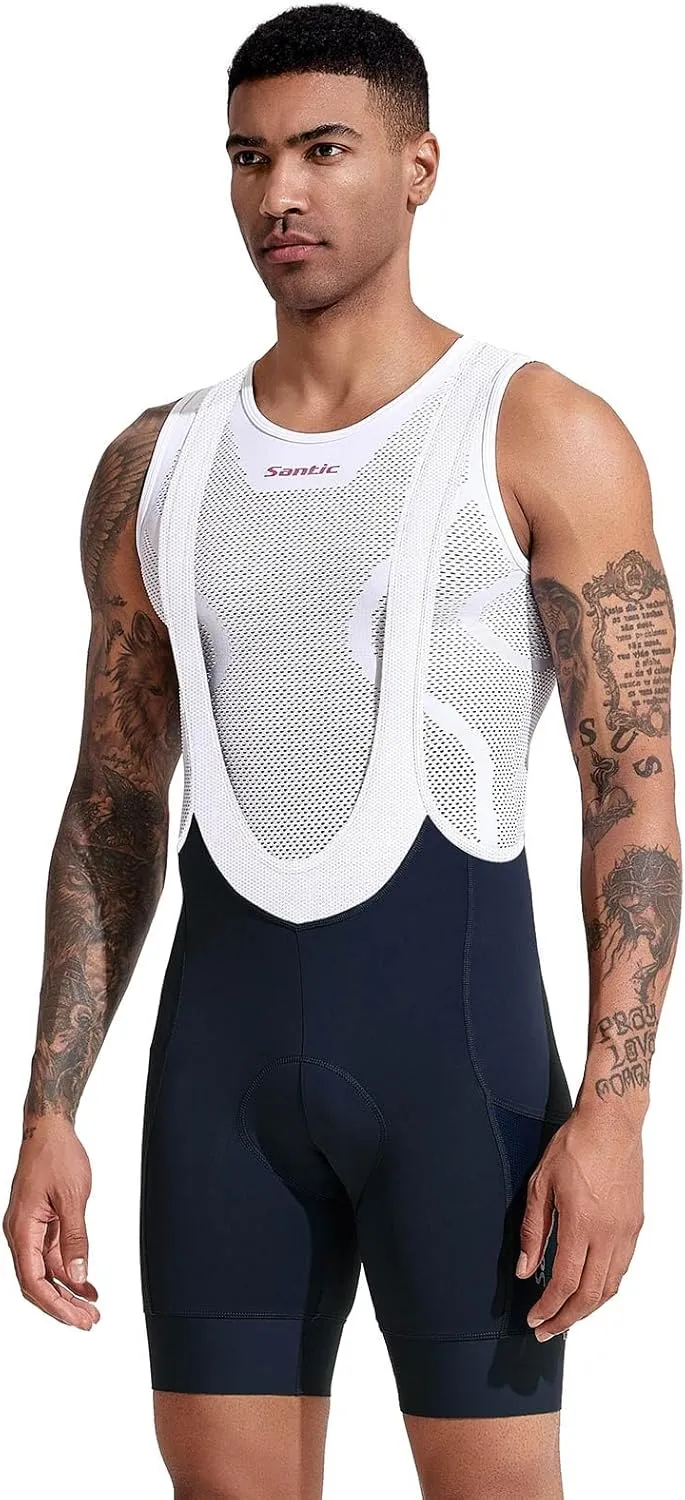 Santic Men's Cycling Bibs Shorts Cycle Wear Tights 4D Padded Road Bike Bicycle Shorts with Pocket