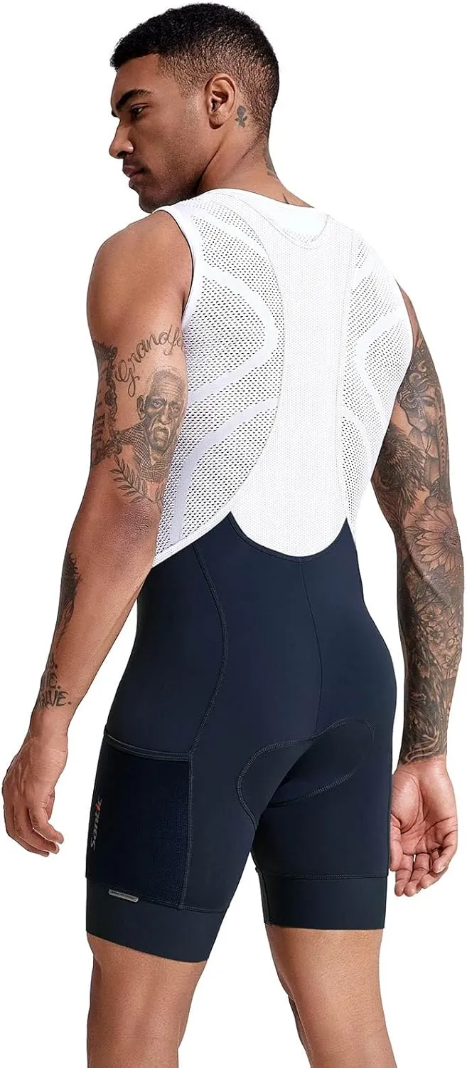 Santic Men's Cycling Bibs Shorts Cycle Wear Tights 4D Padded Road Bike Bicycle Shorts with Pocket