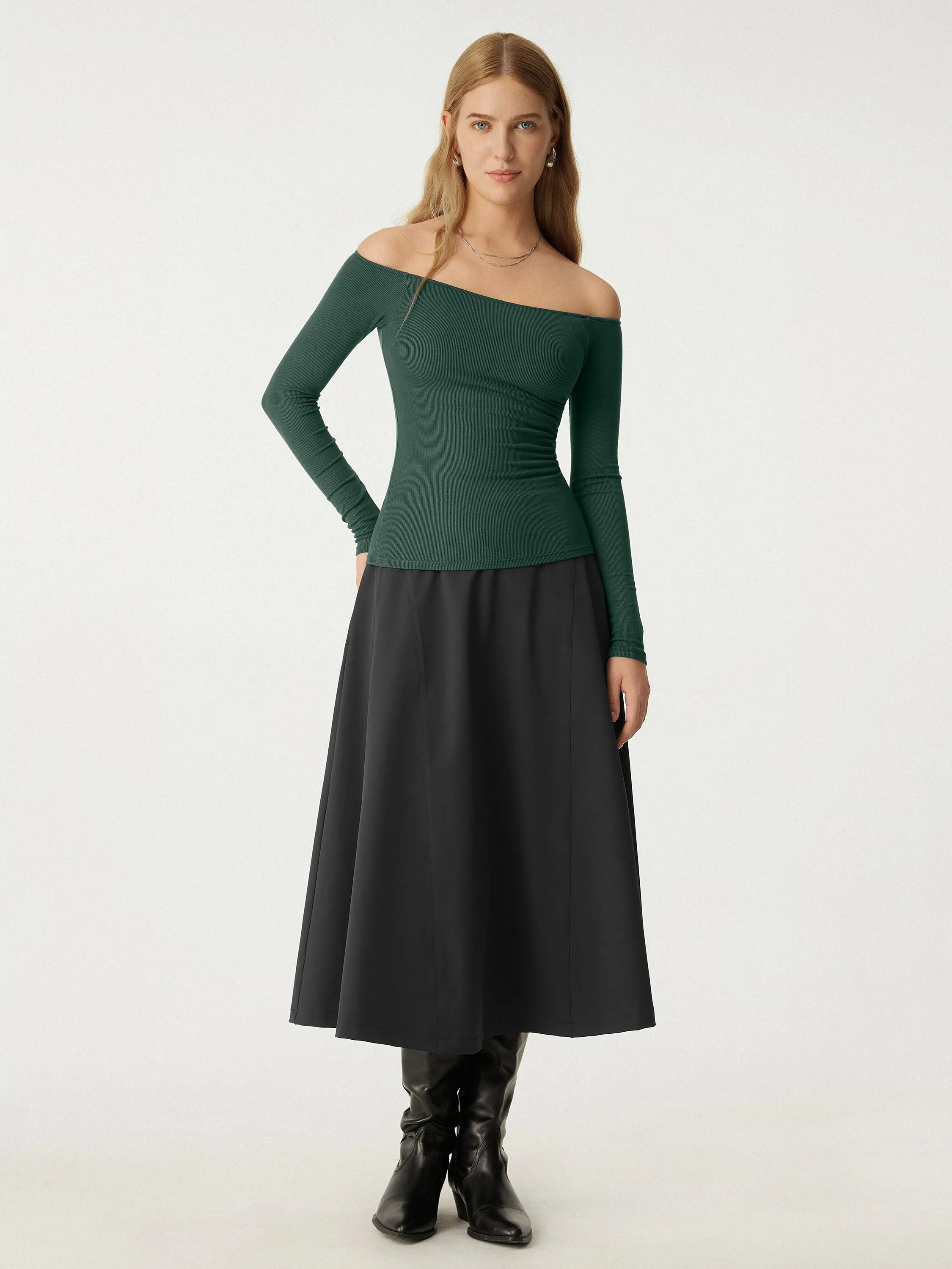 Scoop neckline Long Sleeve Brami Top