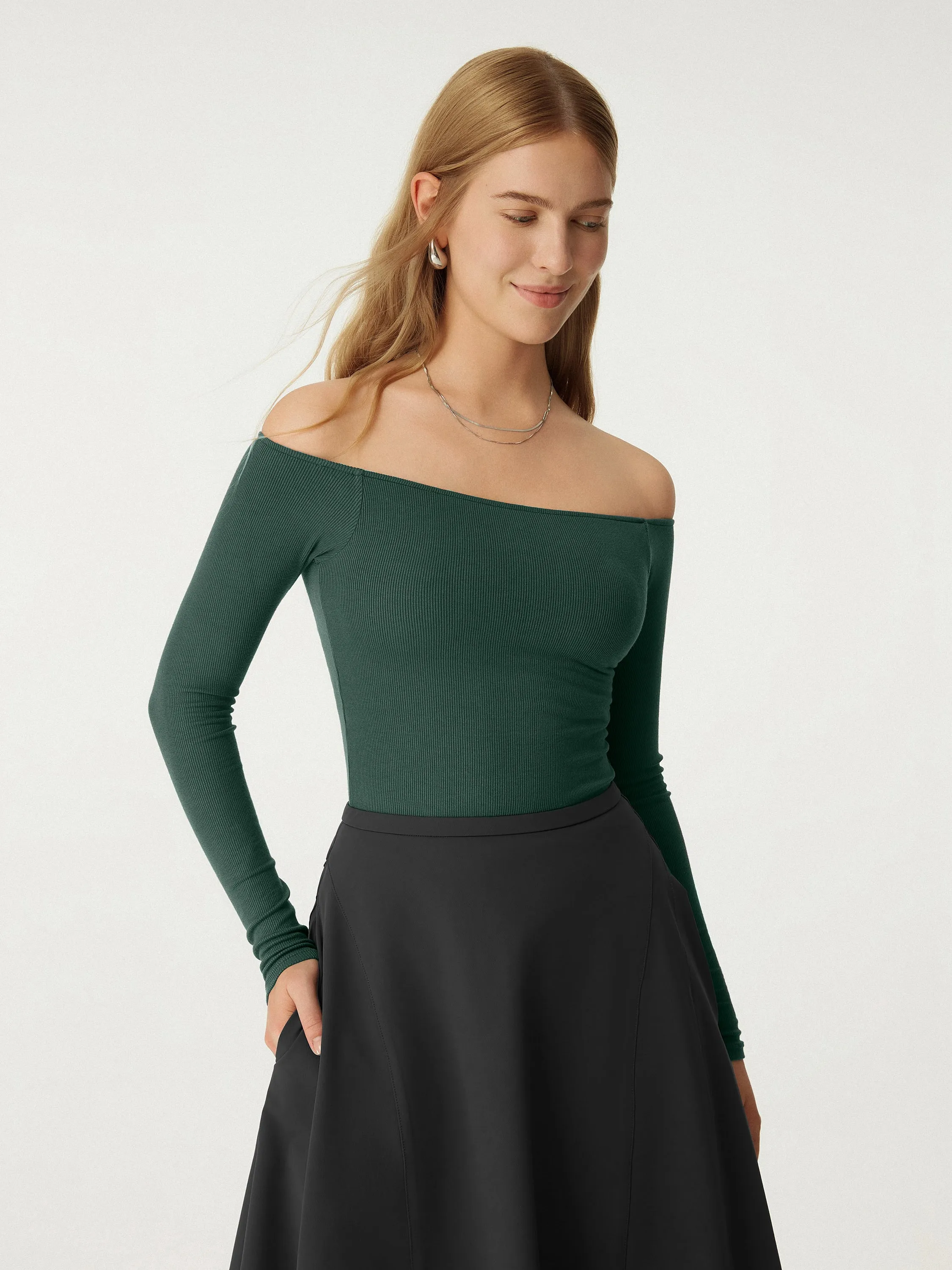 Scoop neckline Long Sleeve Brami Top