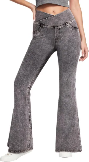 SEASUM Butt Lifting Jeans for Women Bootcut High Waisted Bell Bottom Stretchy Flare Leggings Tummy Control Casual Pants