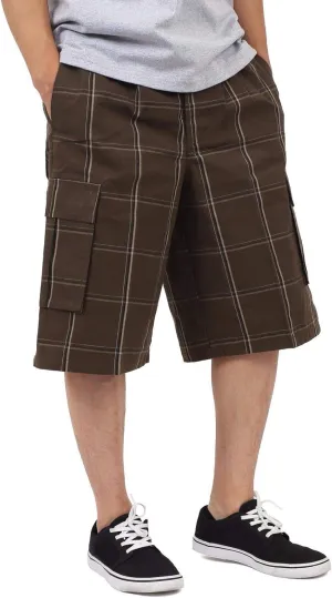 Shaka Wear Men's Cargo Shorts  Casual Plaid Relaxed Loose Fit Elastic Waist Multi Pocket Pants Regular Big S~5XL
