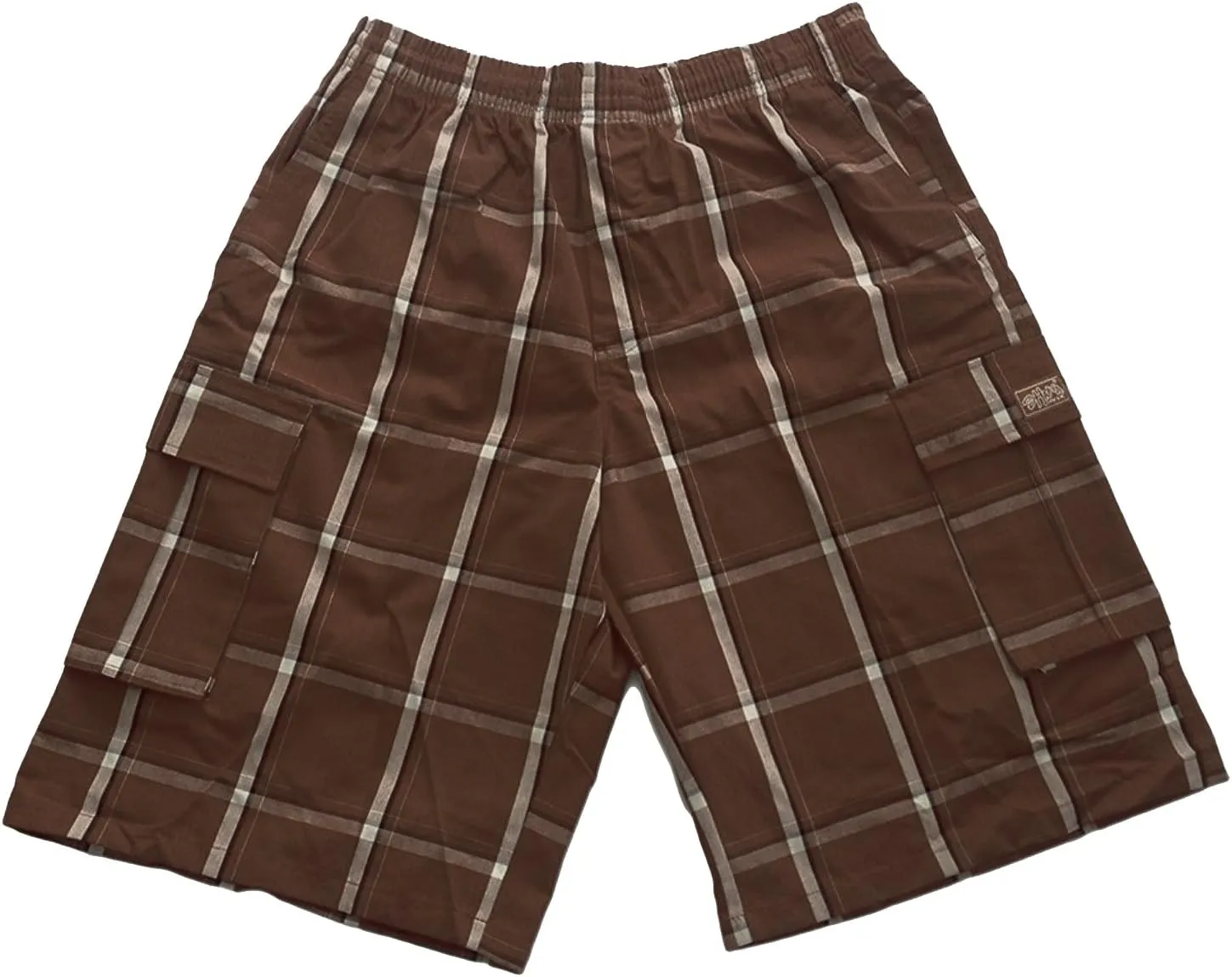 Shaka Wear Men's Cargo Shorts  Casual Plaid Relaxed Loose Fit Elastic Waist Multi Pocket Pants Regular Big S~5XL