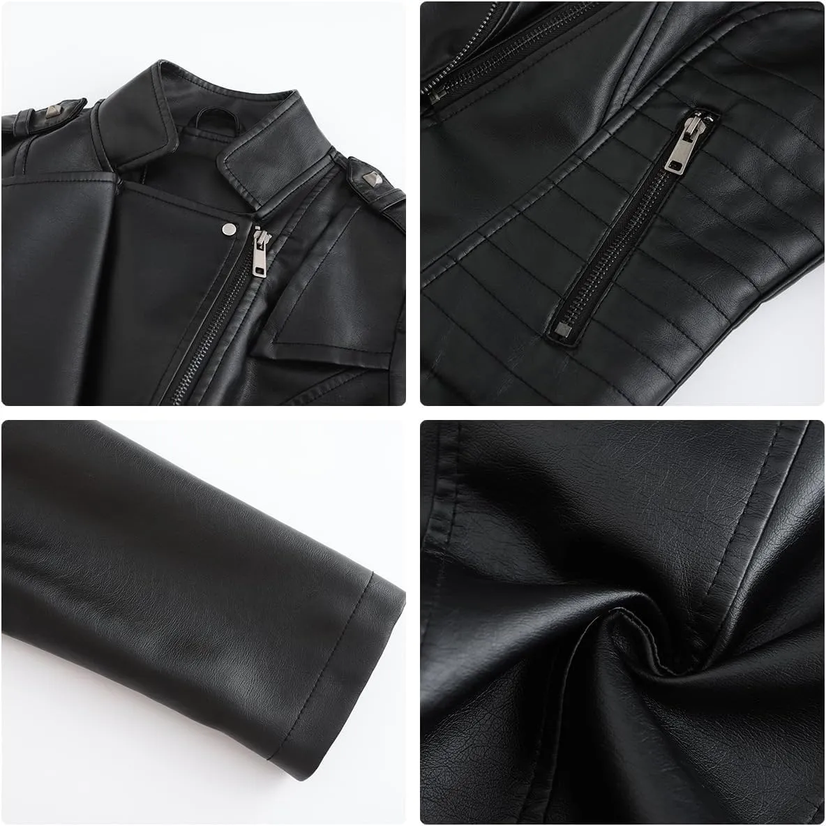 Sister Amy Women PU Leather Jacket Women Bomber Jacket Cropped Zipper Jacket Moto Coat