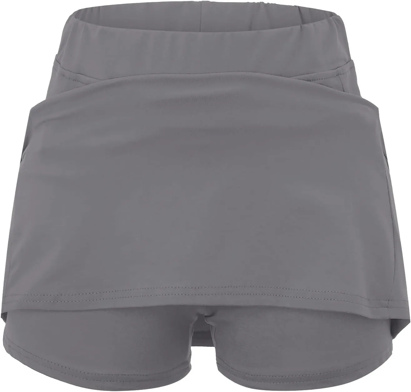 Skirt with Shorts Underneath, Women Elastic Yoga Skirts Solid Color Lightweight Tummy Control Athletic Tennis Shorts