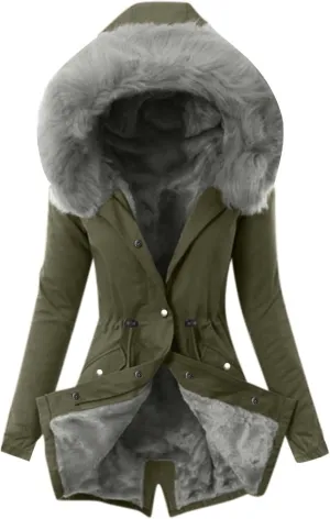 SMIDOW Winter Coats For Women 2023 Parkas Fuzzy Fleece Lined Jackets Cold Weather Thicken Warm Puffer Coat With Faux Fur Hood