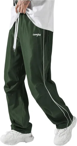 SOLY HUX Men's Parachute Pants Y2k Baggy Sweatpants Wide Leg Drawstring Waist Casual Pants Streetwear
