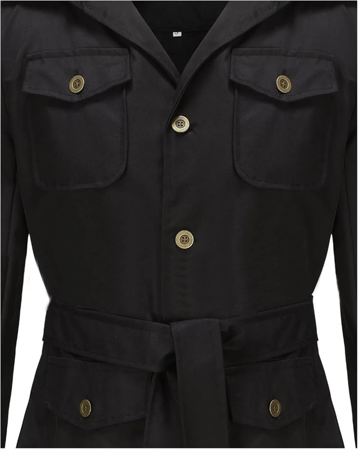 SOMTHRON Men's Single Breasted Belted Trench Coat Lapel Safari Military Jacket Casual Slim Fit Lightweight Windbreaker