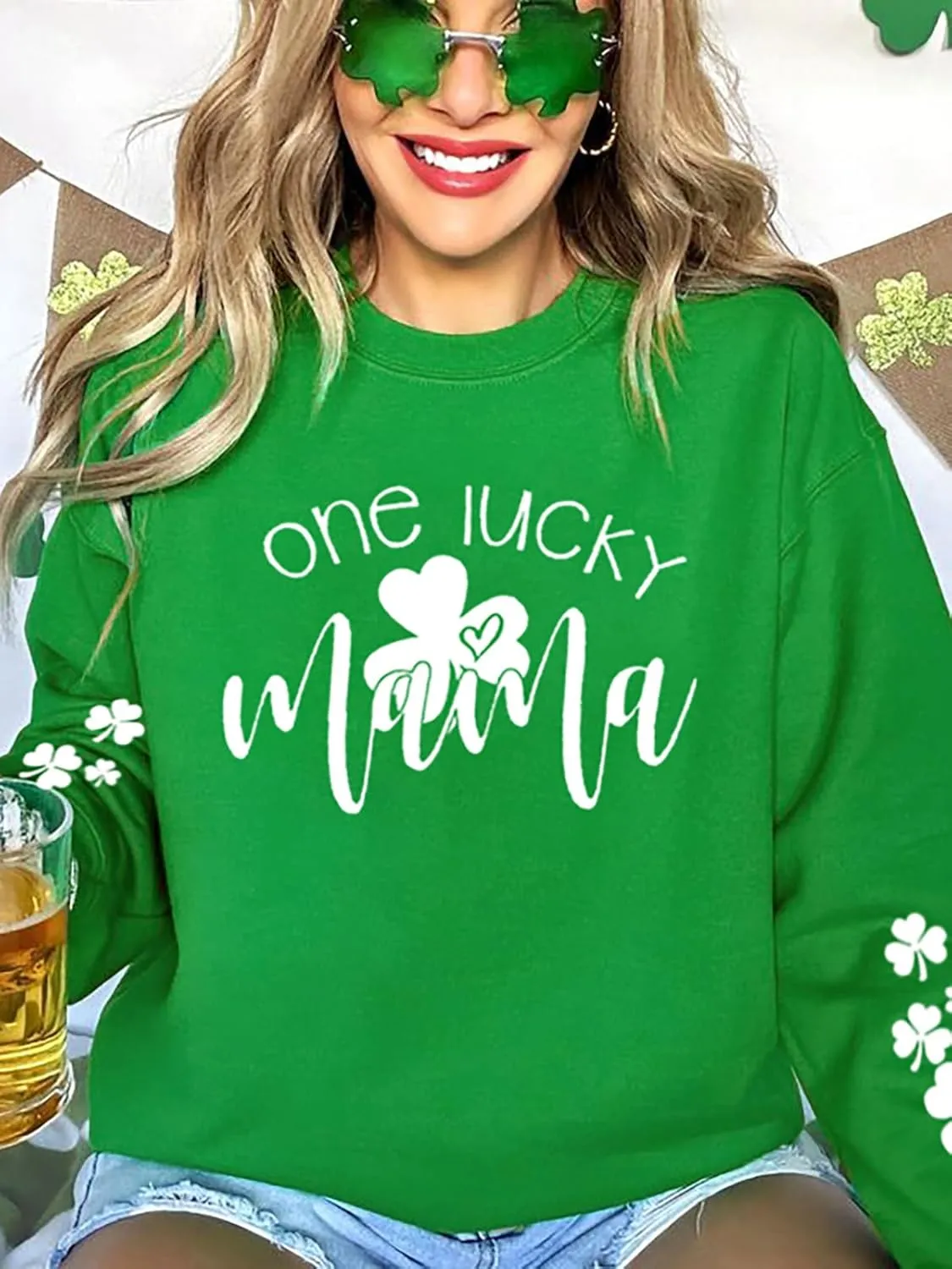 St Patricks Day Sweatshirt Women Long Sleeve St Pattys Shirt Funny Irish Shamrock Graphic Pullover Top