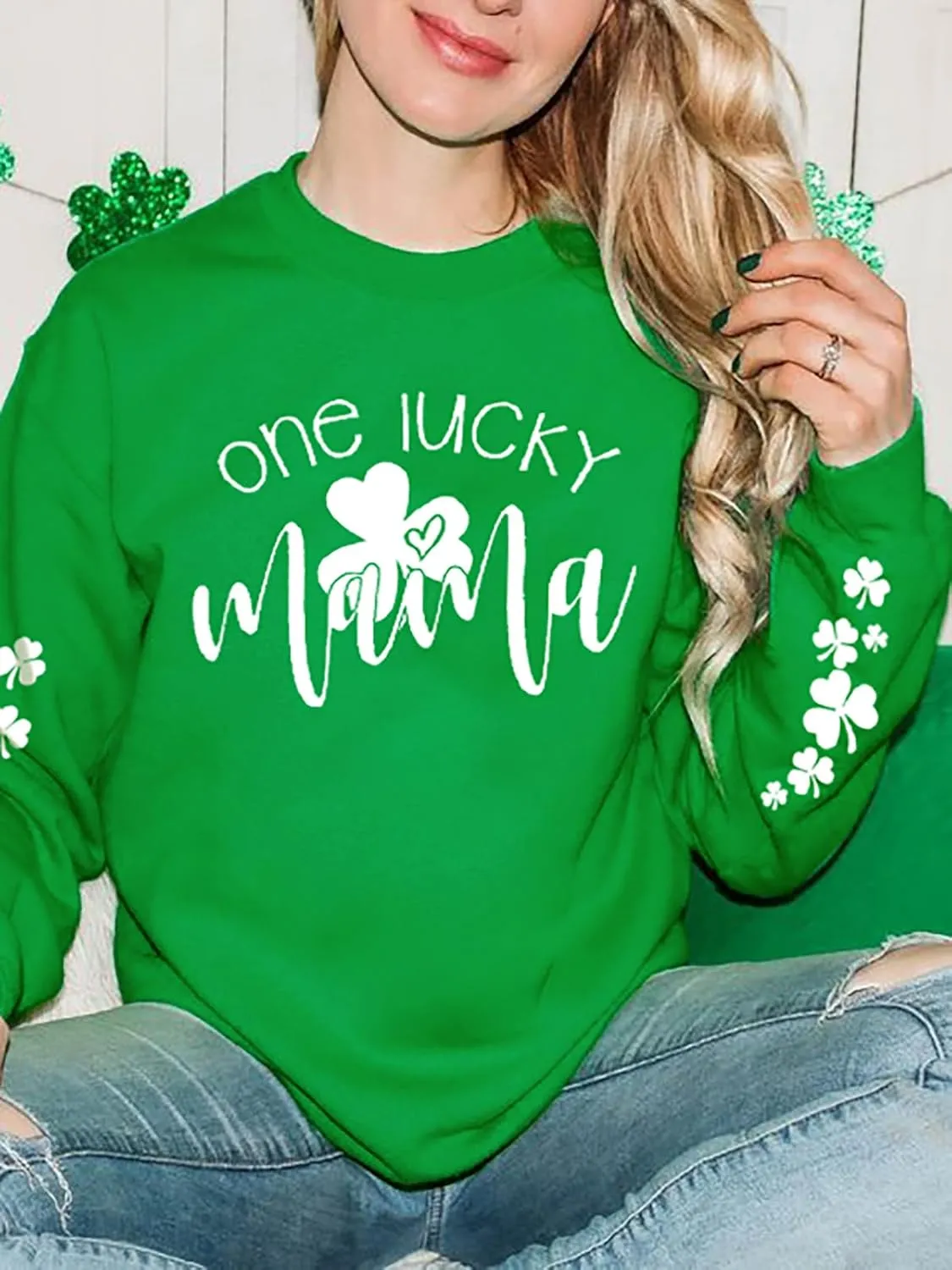 St Patricks Day Sweatshirt Women Long Sleeve St Pattys Shirt Funny Irish Shamrock Graphic Pullover Top