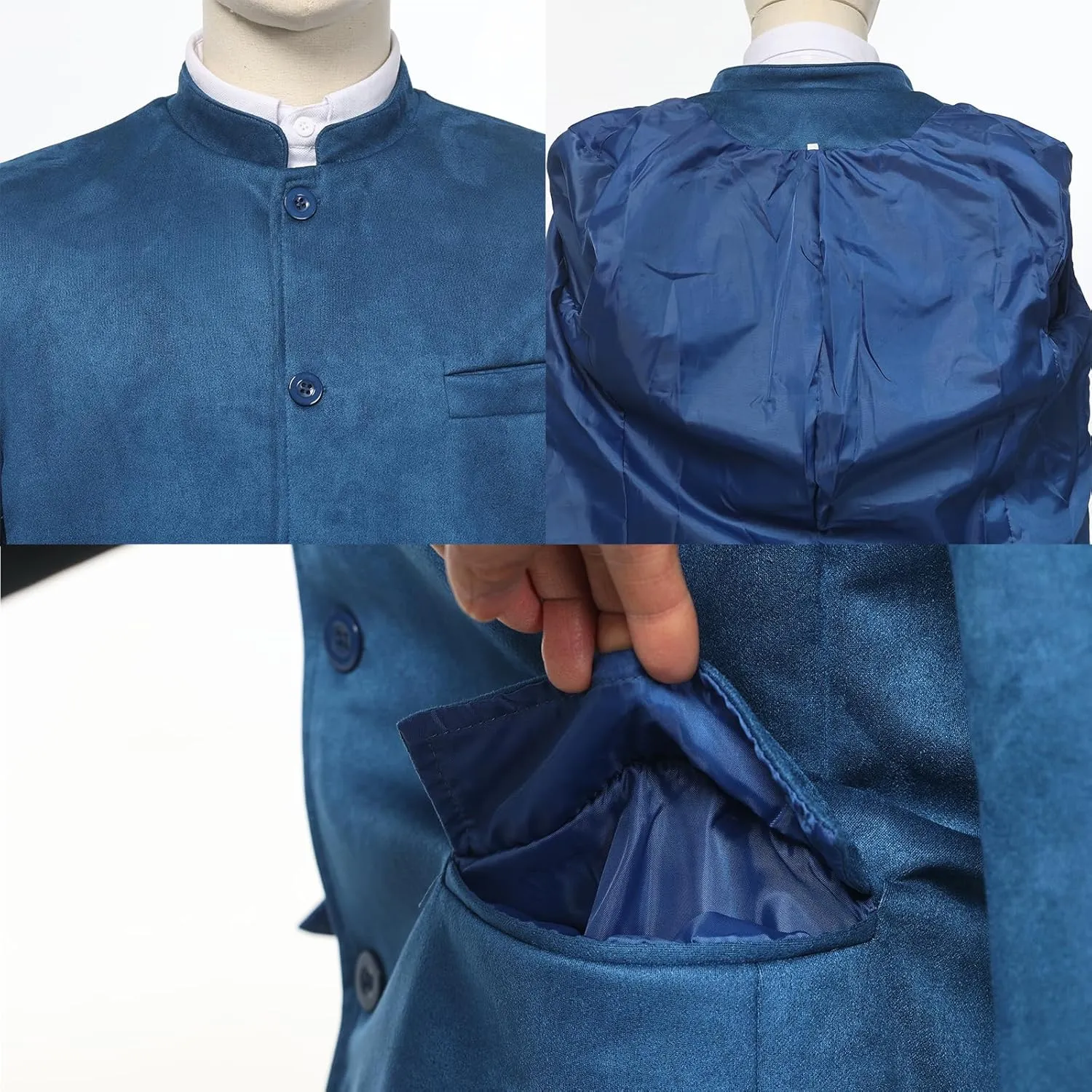 Stand Collar Blazer Jacket for Men, Button Down Long Sleeve Coat Casual Blazer Sport Coats