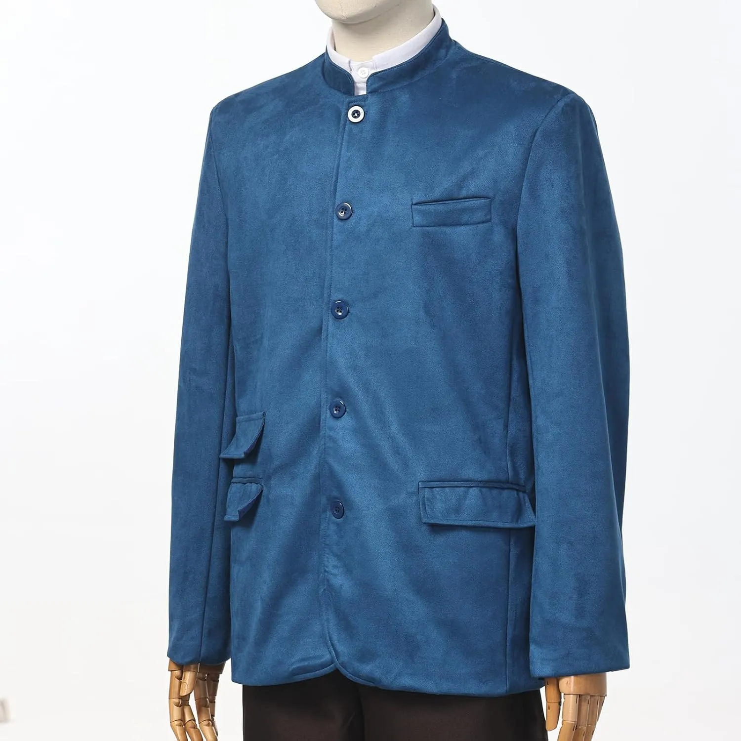 Stand Collar Blazer Jacket for Men, Button Down Long Sleeve Coat Casual Blazer Sport Coats