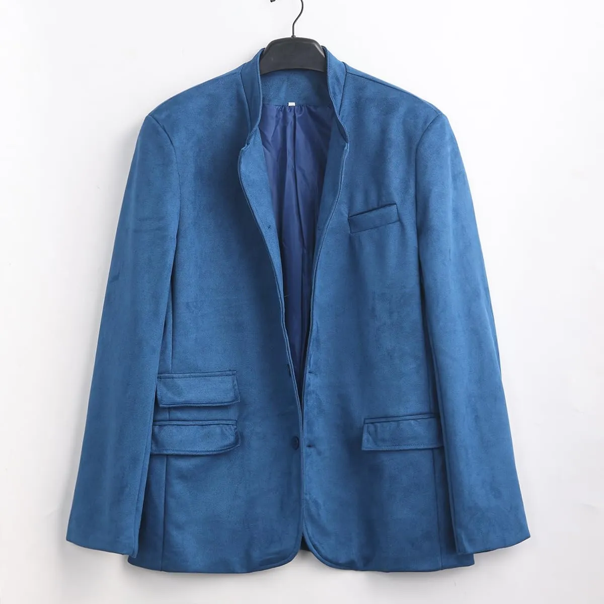 Stand Collar Blazer Jacket for Men, Button Down Long Sleeve Coat Casual Blazer Sport Coats