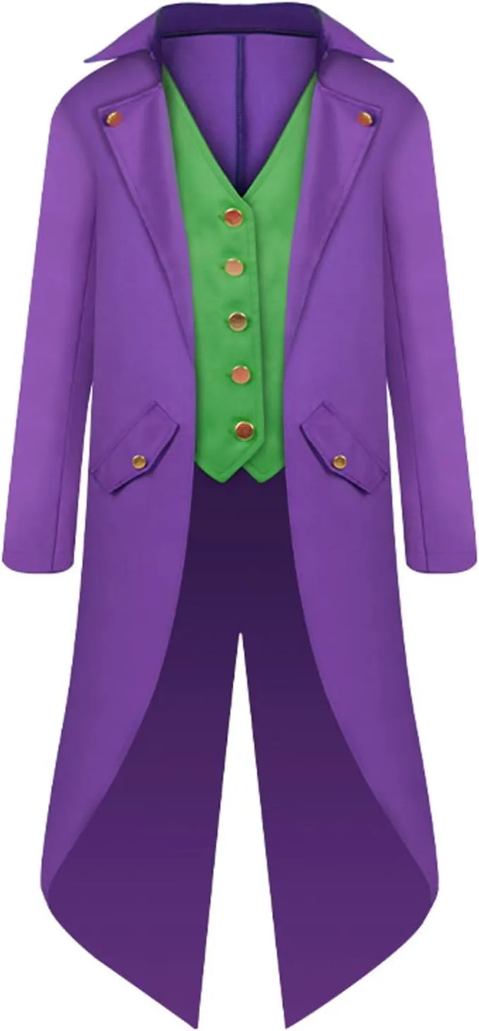 Steampunk Tailcoat For Mens Gothic Medieval Jacket Victorian Frock Coat Uniform Halloween Joker Costume