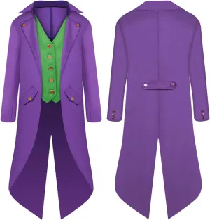 Steampunk Tailcoat For Mens Gothic Medieval Jacket Victorian Frock Coat Uniform Halloween Joker Costume