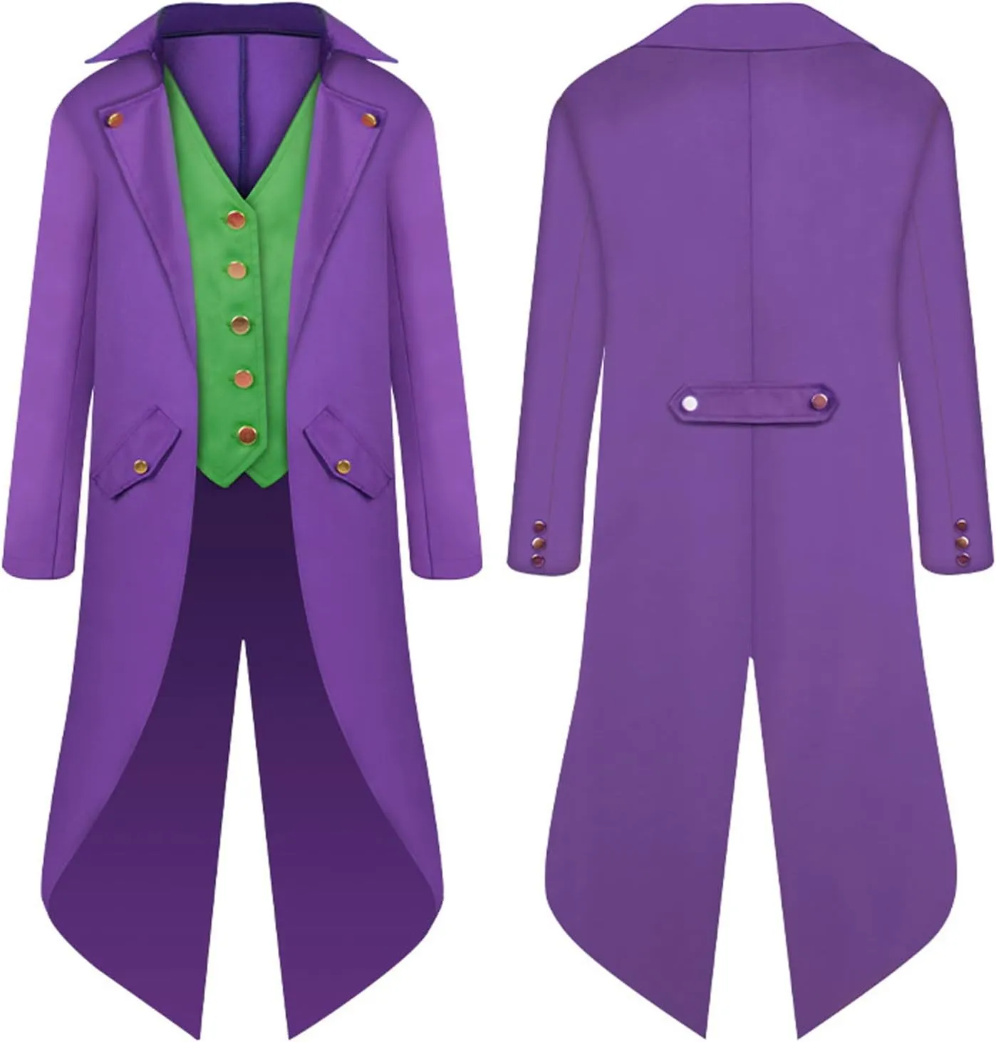 Steampunk Tailcoat For Mens Gothic Medieval Jacket Victorian Frock Coat Uniform Halloween Joker Costume