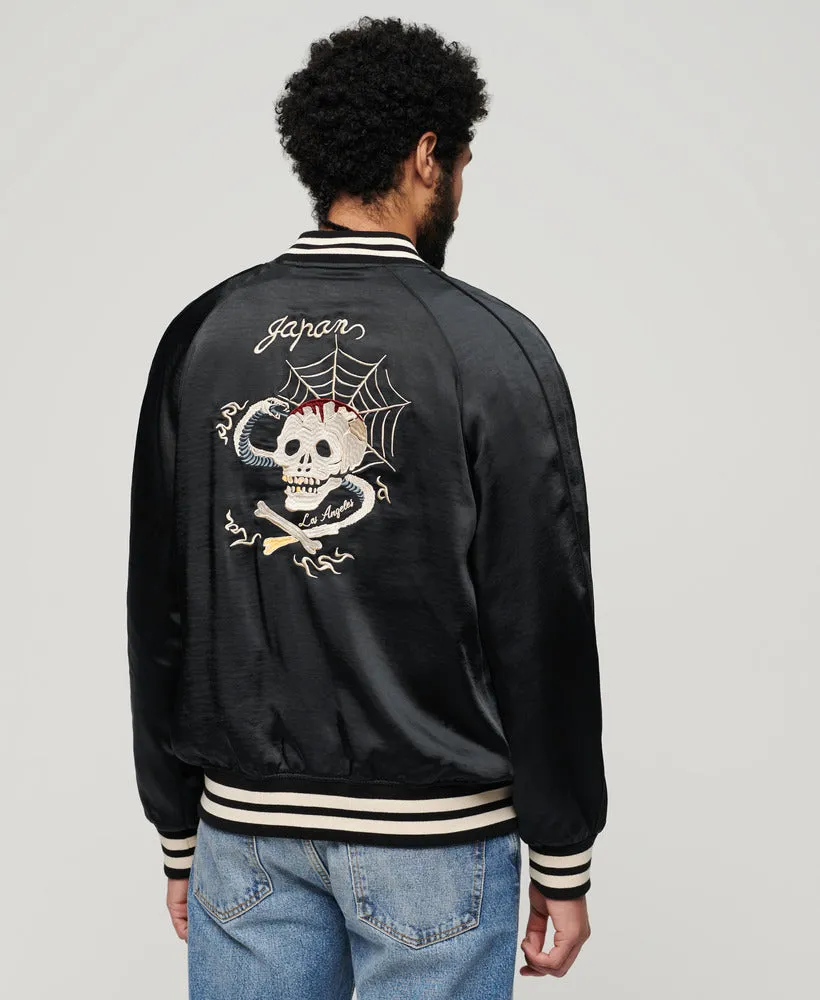 Sukajan Embroidered Bomber Jacket - Jet Black