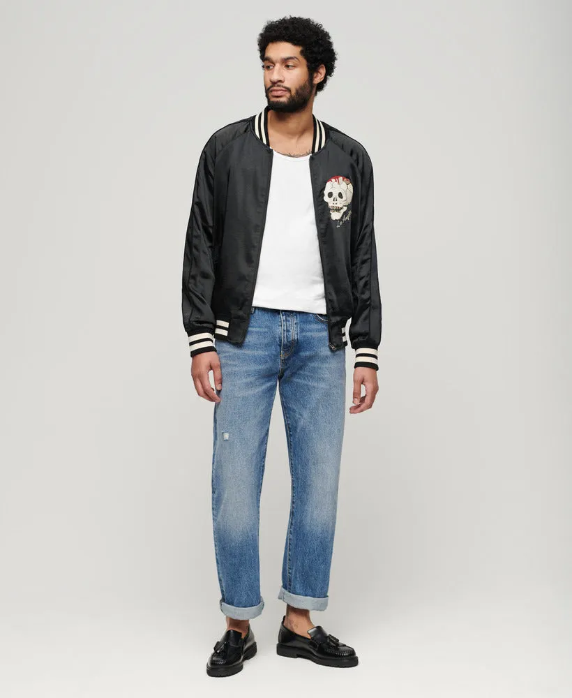 Sukajan Embroidered Bomber Jacket - Jet Black