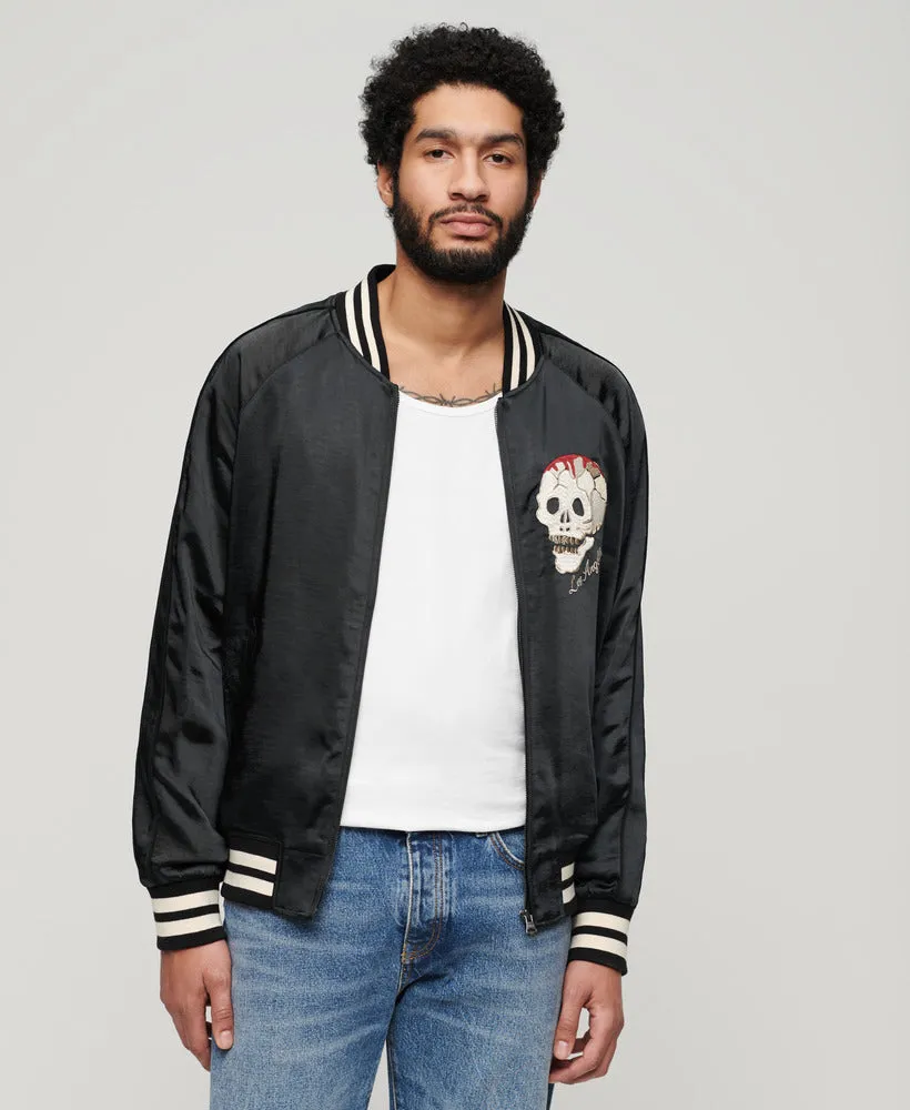Sukajan Embroidered Bomber Jacket - Jet Black
