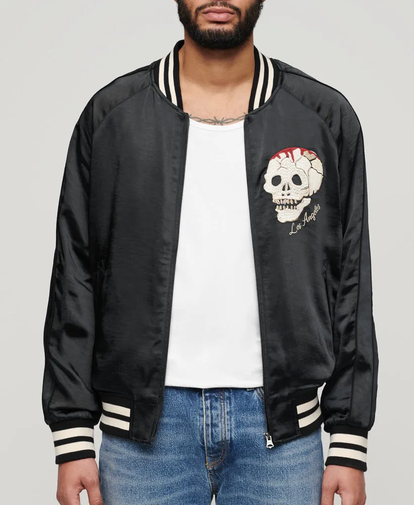 Sukajan Embroidered Bomber Jacket - Jet Black
