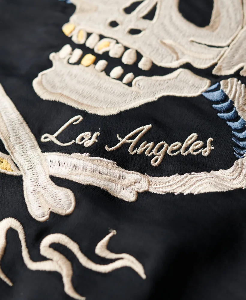 Sukajan Embroidered Bomber Jacket - Jet Black