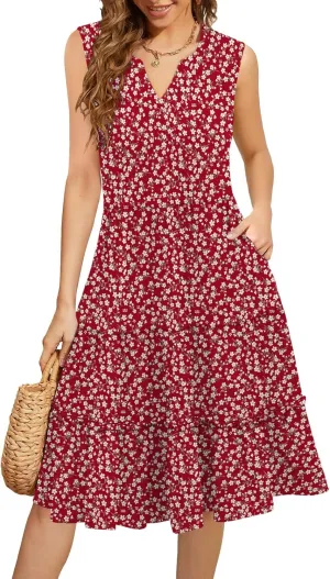 Summer Dresses for Women 2025 Fashion Casual Boho Floral Maxi Spring Dress Sun Beach Vacation Clothes Sundresses Green