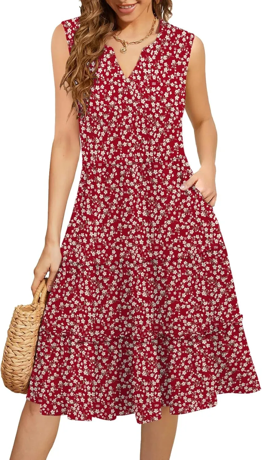 Summer Dresses for Women 2025 Fashion Casual Boho Floral Maxi Spring Dress Sun Beach Vacation Clothes Sundresses Green