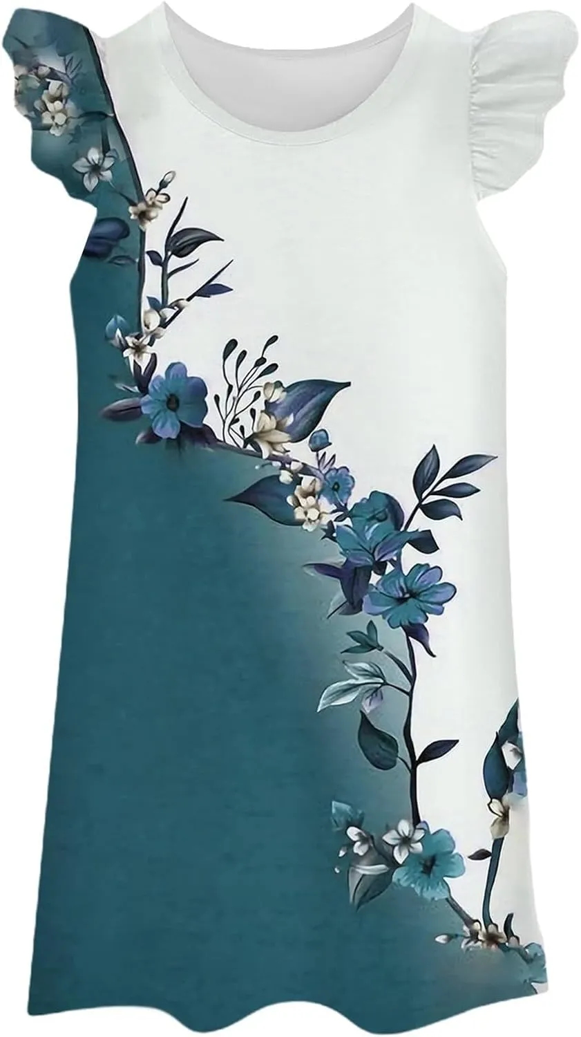 Summer Dresses for Women 2025 Sundresses Sleeveless Beach Cover Ups Spring Casual Loose Print Tank Tshirt Sun Dress