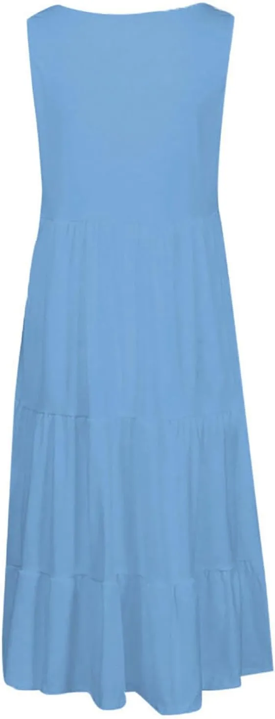Summer Dresses for Women Plus Size Beach Dress Casual Sundresses Sexy Sleeveless Babydoll Dress Flowy Midi Dresses