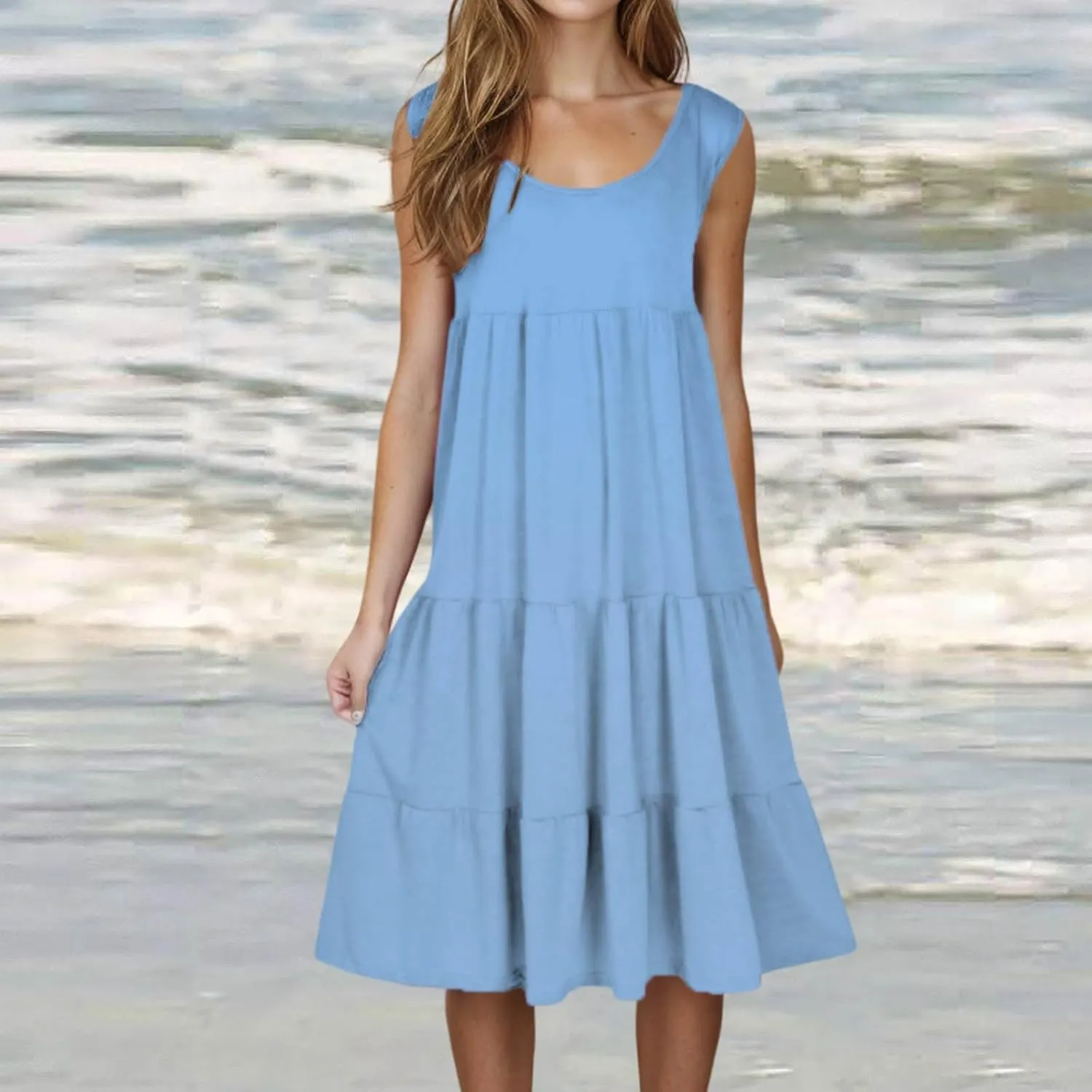 Summer Dresses for Women Plus Size Beach Dress Casual Sundresses Sexy Sleeveless Babydoll Dress Flowy Midi Dresses