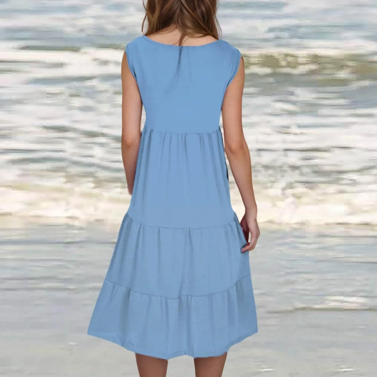 Summer Dresses for Women Plus Size Beach Dress Casual Sundresses Sexy Sleeveless Babydoll Dress Flowy Midi Dresses