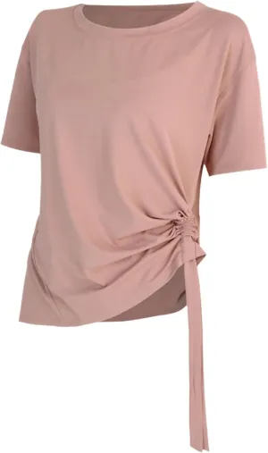 Summer Women Loose Yoga Shirts Short Sleeves Sport T-Shirts Bandage Running Shirt Girls Quick Dry Gym Fitness Tee Tops Sportw