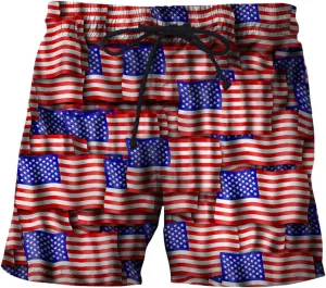 Swimsuit Men Scenery National Flag Digital Print Drawstring with Elastic Waist Casual His and Hers Matching Outfits