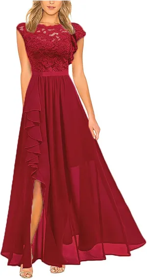 TARIENDY Formal Dresses for Women Wedding Guest Lace Dress Comfy Side Split Maxi Dress Sleeveless Cocktail Party Dresses