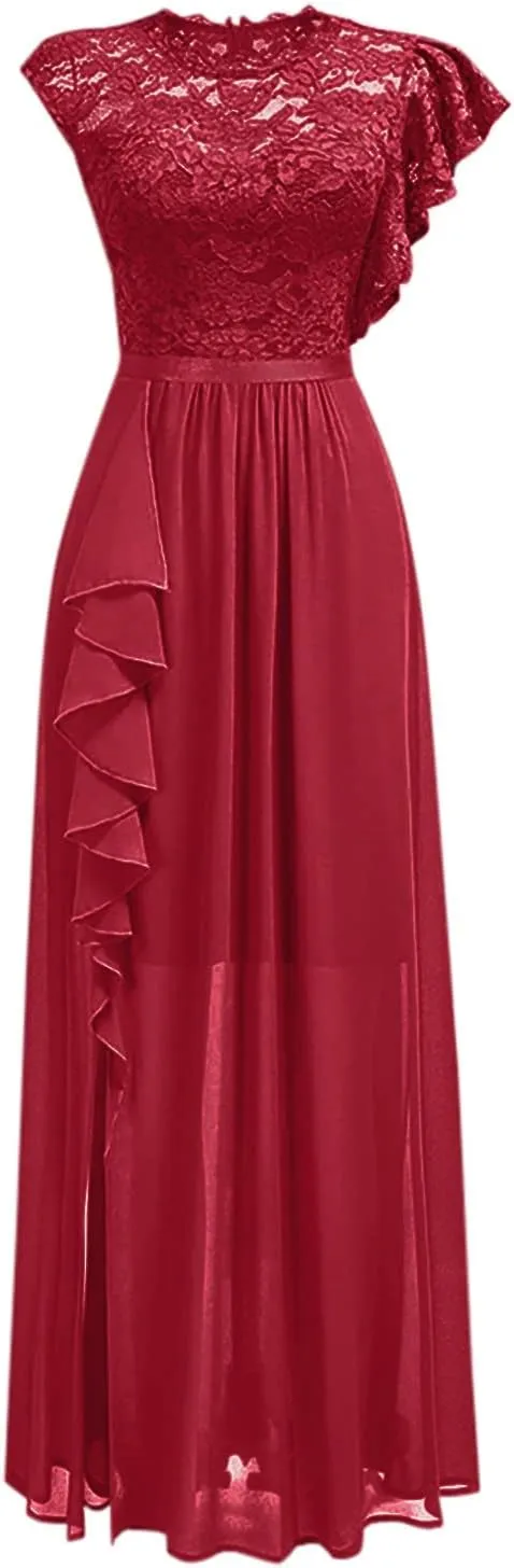 TARIENDY Formal Dresses for Women Wedding Guest Lace Dress Comfy Side Split Maxi Dress Sleeveless Cocktail Party Dresses
