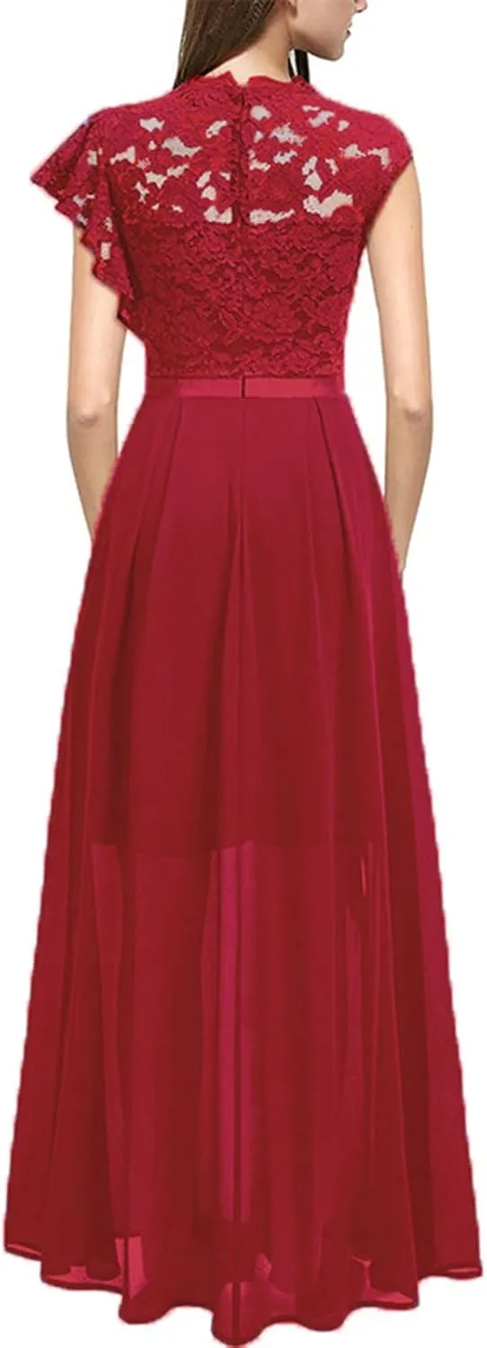 TARIENDY Formal Dresses for Women Wedding Guest Lace Dress Comfy Side Split Maxi Dress Sleeveless Cocktail Party Dresses