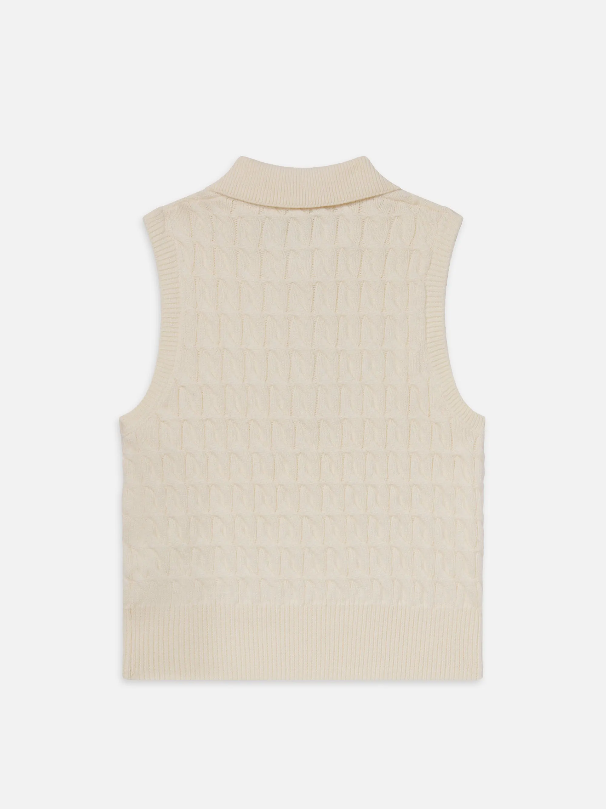 The Cable Knit Polo Vest -- Cream