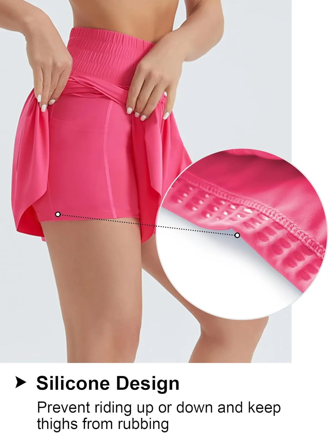 THE GYM PEOPLE Women's High Waisted Flowy Running Shorts 2 in 1 Athletic Workout Skirt Shorts