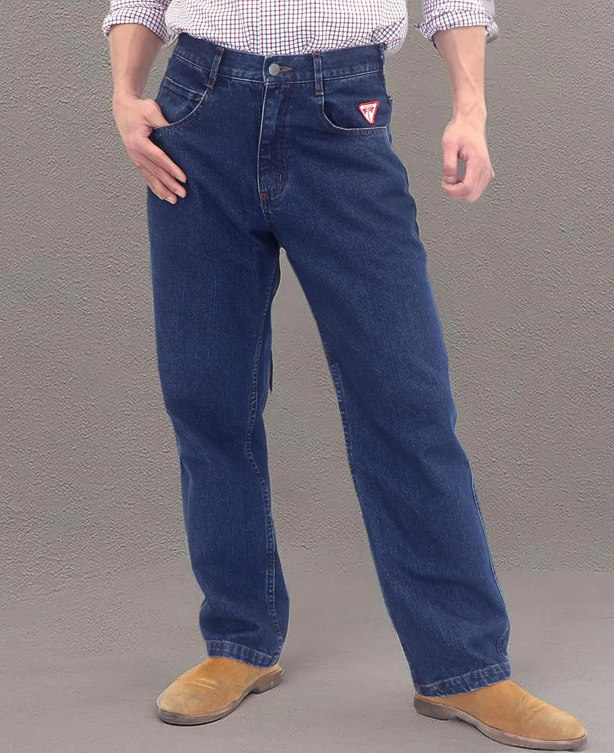 TICOMELA FR Jeans for Men Flame Resistant Pants 11.5oz 100% Cotton Heavy Duty Denim Pre-Washed Relaxed FR Jeans