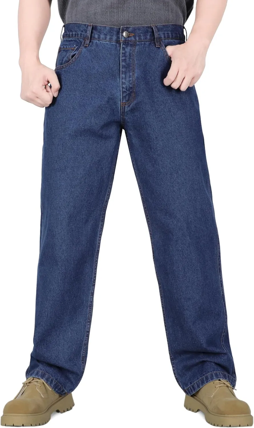 TICOMELA FR Jeans for Men Flame Resistant Pants 11.5oz 100% Cotton Heavy Duty Denim Pre-Washed Relaxed FR Jeans