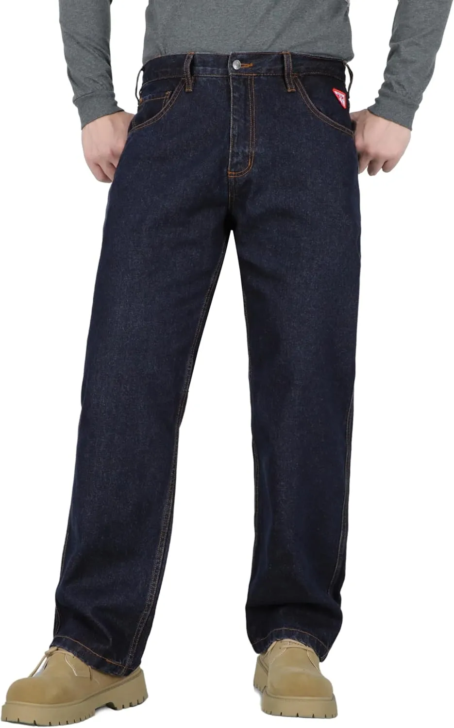 TICOMELA FR Jeans for Men Flame Resistant Pants 11.5oz 100% Cotton Heavy Duty Denim Pre-Washed Relaxed FR Jeans