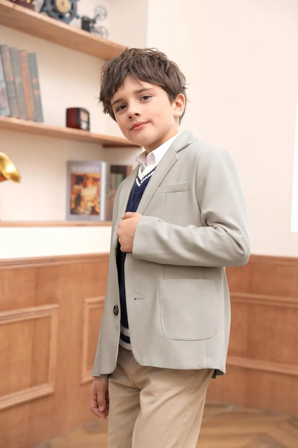 Toddler Boys' Blazer Jackets Lightweight Stylish Two Buttons Solid School Suit Casual Sport Coat